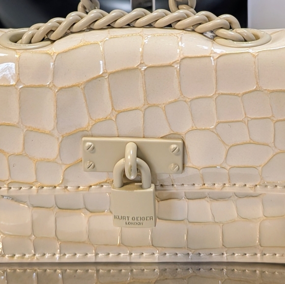 Kurt Geiger Micro Braxton Croc Embossed Shoulder/Crossbody Purse - Cream - Picture 2 of 9